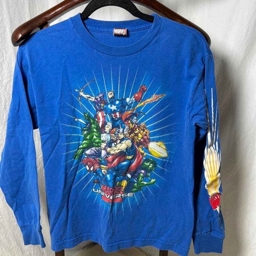Vintage Marvel Mad Engine Youth  Y2K Graphic T Shirt Size L Long Sleeve‎